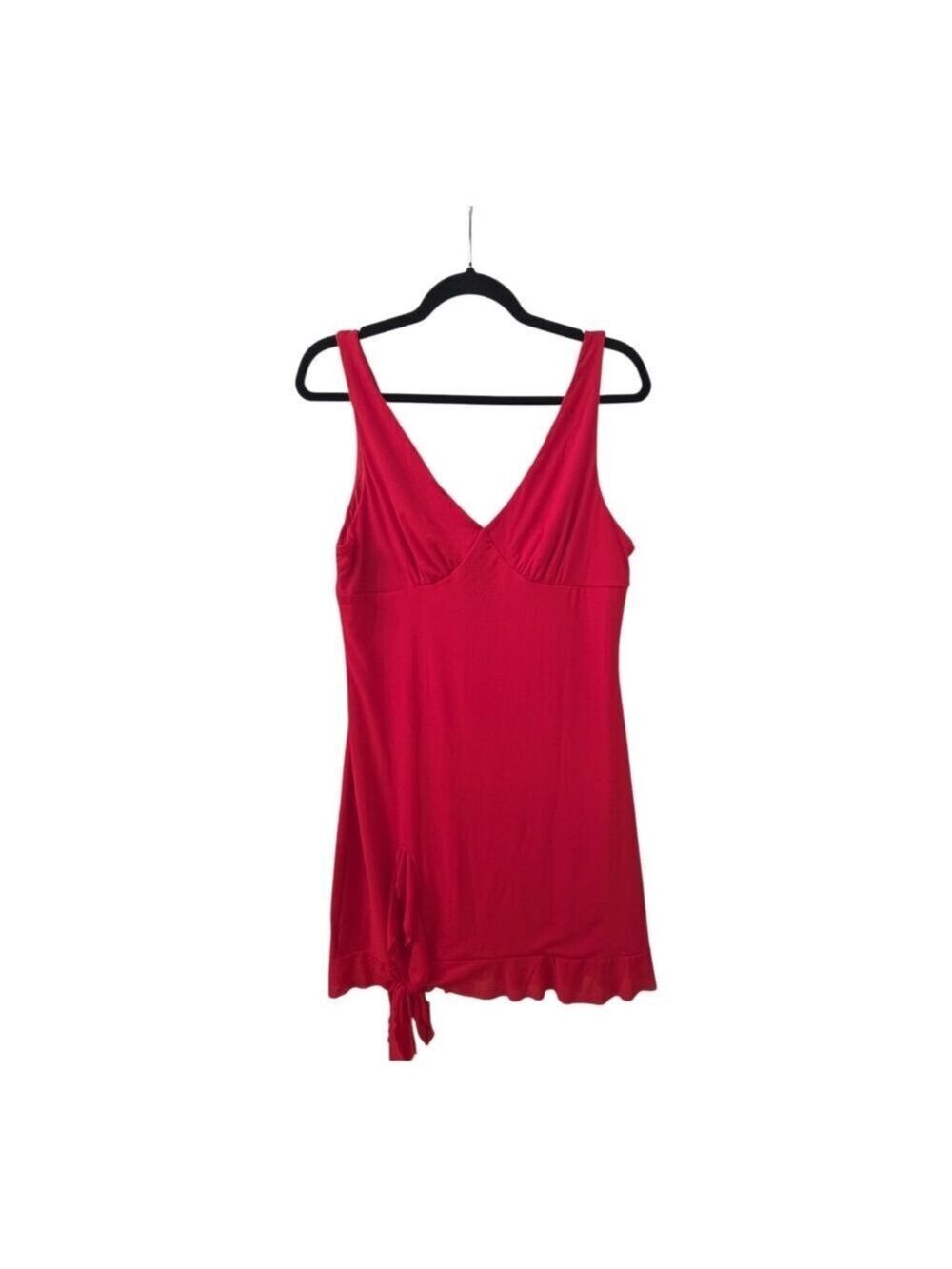 Unbranded Red V Neck Sleeveless Mini Dress Large